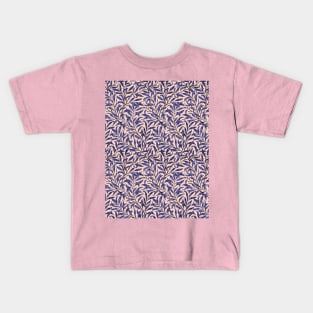 William Morris Willow Boughs Recolored Blue on Peach Kids T-Shirt